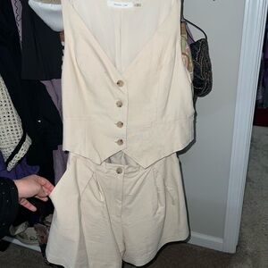Button Up Vest & Short Set Romper